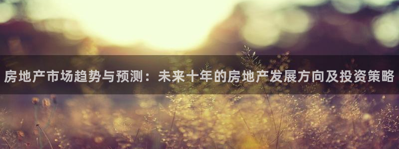 新宝5蒋7O667：房地产市场趋势与预测：未来十年的房地产发