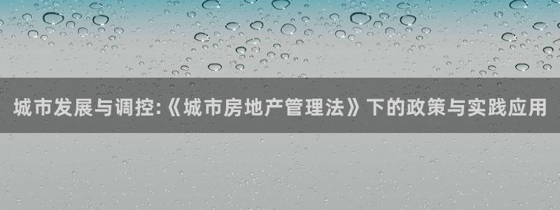 新宝rm5：城市发展与调控:《城市房地产管理法》下的政策与实