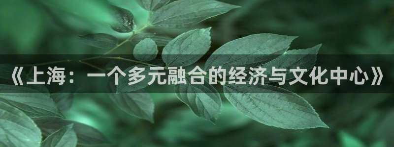新宝5下载软件：《上海：一个多元融合的经济与文化中心》
